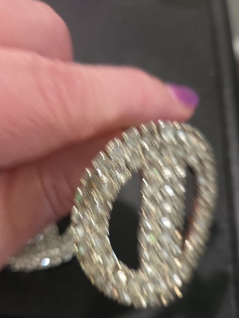 Crystal Circle Statement Shoe Clips - Silver Rhinestone - Picture 3 of 6